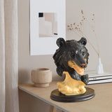 Black Bear Statue Tabletop Ornament for Office Table Centerpiece Living Room Style F