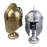 Roman Helmet with Folding Face Cover Home Decoration for Ideal Gift Role Play Silver