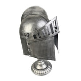 Roman Helmet with Folding Face Cover Home Decoration for Ideal Gift Role Play Silver