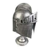 Roman Helmet with Folding Face Cover Home Decoration for Ideal Gift Role Play Silver