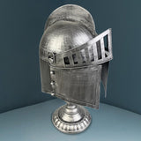 Roman Helmet with Folding Face Cover Home Decoration for Ideal Gift Role Play Silver