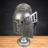 Roman Helmet with Folding Face Cover Home Decoration for Ideal Gift Role Play Silver