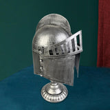 Roman Helmet with Folding Face Cover Home Decoration for Ideal Gift Role Play Silver