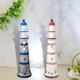 Lighthouse Statue Birthday Gift Wood Figurine for Housewarming Indoor Hotels Blue