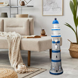 Lighthouse Statue Birthday Gift Wood Figurine for Housewarming Indoor Hotels Blue