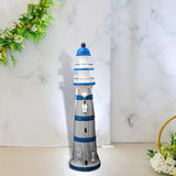 Lighthouse Statue Birthday Gift Wood Figurine for Housewarming Indoor Hotels Blue
