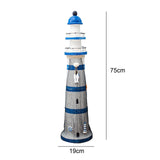 Lighthouse Statue Birthday Gift Wood Figurine for Housewarming Indoor Hotels Blue