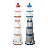 Lighthouse Statue Birthday Gift Wood Figurine for Housewarming Indoor Hotels Blue