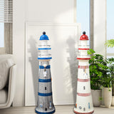 Lighthouse Statue Birthday Gift Wood Figurine for Housewarming Indoor Hotels Blue