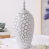 Porcelain Ginger Jar with Lid Ceramic Vase for Storage Tank Livingroom Party L Silver