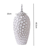 Porcelain Ginger Jar with Lid Ceramic Vase for Storage Tank Livingroom Party L Silver