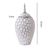 Porcelain Ginger Jar with Lid Ceramic Vase for Storage Tank Livingroom Party M Silver