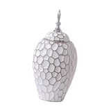 Porcelain Ginger Jar with Lid Ceramic Vase for Storage Tank Livingroom Party M Silver