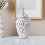 Porcelain Ginger Jar with Lid Ceramic Vase for Storage Tank Livingroom Party M Silver
