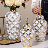 Ginger Jar Fashion Handmade Holder Home Decor for Collectible Desktop Garden White Medium