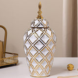 Ginger Jar Fashion Handmade Holder Home Decor for Collectible Desktop Garden White Medium