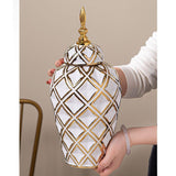 Ginger Jar Fashion Handmade Holder Home Decor for Collectible Desktop Garden White Medium