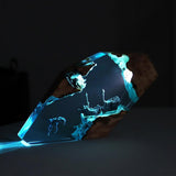 Clear Resin Bedside Night Light Wood Base for Housewarming Bedroom Yoga Room 8inch
