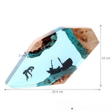 Clear Resin Bedside Night Light Wood Base for Housewarming Bedroom Yoga Room 8inch