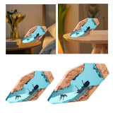 Clear Resin Bedside Night Light Wood Base for Housewarming Bedroom Yoga Room 8inch