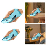 Clear Resin Bedside Night Light Wood Base for Housewarming Bedroom Yoga Room 8inch