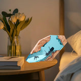 Clear Resin Bedside Night Light Wood Base for Housewarming Bedroom Yoga Room 8inch