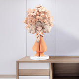 Flower Girl Statue Ideal Gift Table Decoration for Cabinet Desktop Fireplace Orange