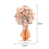 Flower Girl Statue Ideal Gift Table Decoration for Cabinet Desktop Fireplace Orange