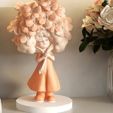 Flower Girl Statue Ideal Gift Table Decoration for Cabinet Desktop Fireplace Orange