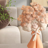 Flower Girl Statue Ideal Gift Table Decoration for Cabinet Desktop Fireplace Orange
