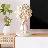 Flower Girl Statue Ideal Gift Table Decoration for Cabinet Desktop Fireplace Apricot