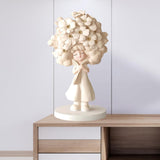 Flower Girl Statue Ideal Gift Table Decoration for Cabinet Desktop Fireplace Apricot