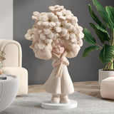 Flower Girl Statue Ideal Gift Table Decoration for Cabinet Desktop Fireplace Apricot