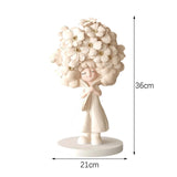 Flower Girl Statue Ideal Gift Table Decoration for Cabinet Desktop Fireplace Apricot