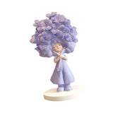 Flower Girl Statue Ideal Gift Table Decoration for Cabinet Desktop Fireplace Blue