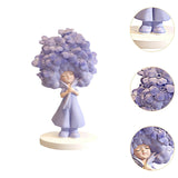 Flower Girl Statue Ideal Gift Table Decoration for Cabinet Desktop Fireplace Blue