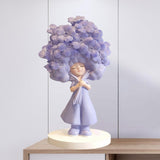 Flower Girl Statue Ideal Gift Table Decoration for Cabinet Desktop Fireplace Blue