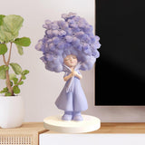 Flower Girl Statue Ideal Gift Table Decoration for Cabinet Desktop Fireplace Blue