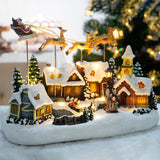 Maxbell Lighted Xmas Snow Village House Party Musical Art Collectable Building