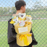 Maxbell Plush Doll Bouquet Cute Dog Bouquet for Engagement Anniversary Bridal Shower Yellow