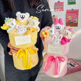 Maxbell Plush Doll Bouquet Cute Dog Bouquet for Engagement Anniversary Bridal Shower Yellow