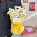 Maxbell Plush Doll Bouquet Cute Dog Bouquet for Engagement Anniversary Bridal Shower Yellow