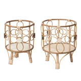 Handwoven Plant Stand Planter Rack Hotel Plant Table Corner Flowerpot Holder 21x28cm