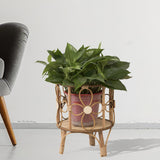Handwoven Plant Stand Planter Rack Hotel Plant Table Corner Flowerpot Holder 26x31cm