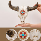 Resin Cow Head Wall Decor Ornaments Wall Hanging Art for Bedroom Living Room Golden Horns