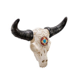 Resin Cow Head Wall Decor Ornaments Wall Hanging Art for Bedroom Living Room Silver Horns