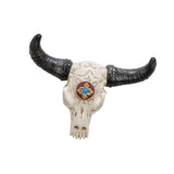 Resin Cow Head Wall Decor Ornaments Wall Hanging Art for Bedroom Living Room Silver Horns