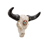 Resin Cow Head Wall Decor Ornaments Wall Hanging Art for Bedroom Living Room Silver Horns
