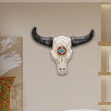 Resin Cow Head Wall Decor Ornaments Wall Hanging Art for Bedroom Living Room Silver Horns