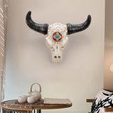Resin Cow Head Wall Decor Ornaments Wall Hanging Art for Bedroom Living Room Silver Horns